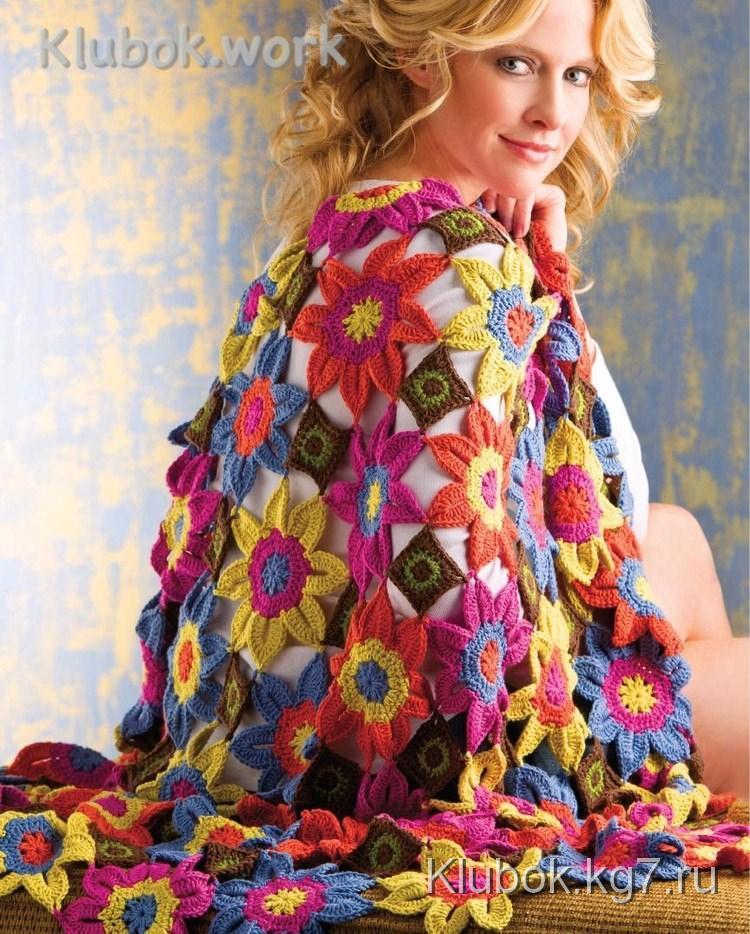 Цветочный плед крючком Цветочный плед крючком
