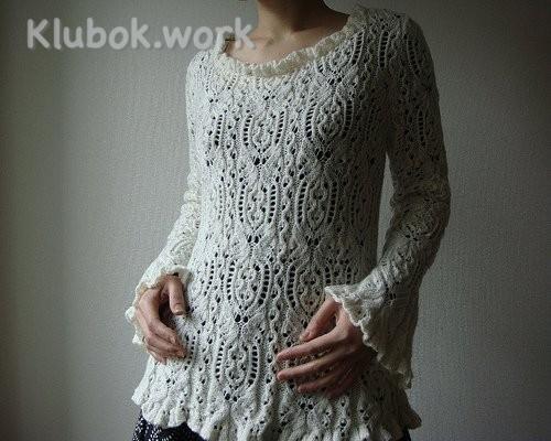 Ажурный лебедь из страны Басё: парадный пуловер Ажурный лебедь из страны Басё: парадный пуловер