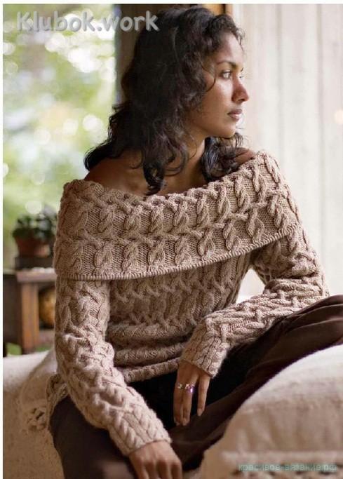 Узорчатый пуловер спицами Узорчатый пуловер спицами