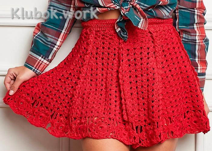 Красная ажурная мини юбка Красная ажурная мини юбка