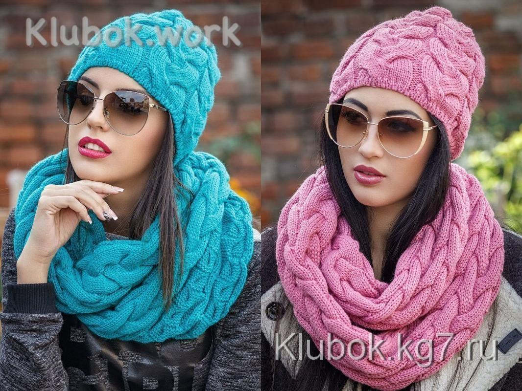 Шапочка и пуловер одним узором Шапочка и пуловер одним узором