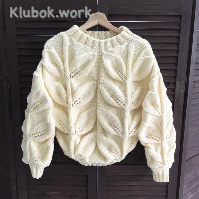 Джемпер с огромными листьями. Мастер - Инна К. Джемпер с огромными листьями. Мастер - Инна К.