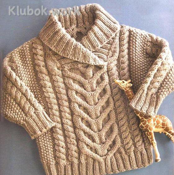 Узорчатый детский свитер спицами Узорчатый детский свитер спицами