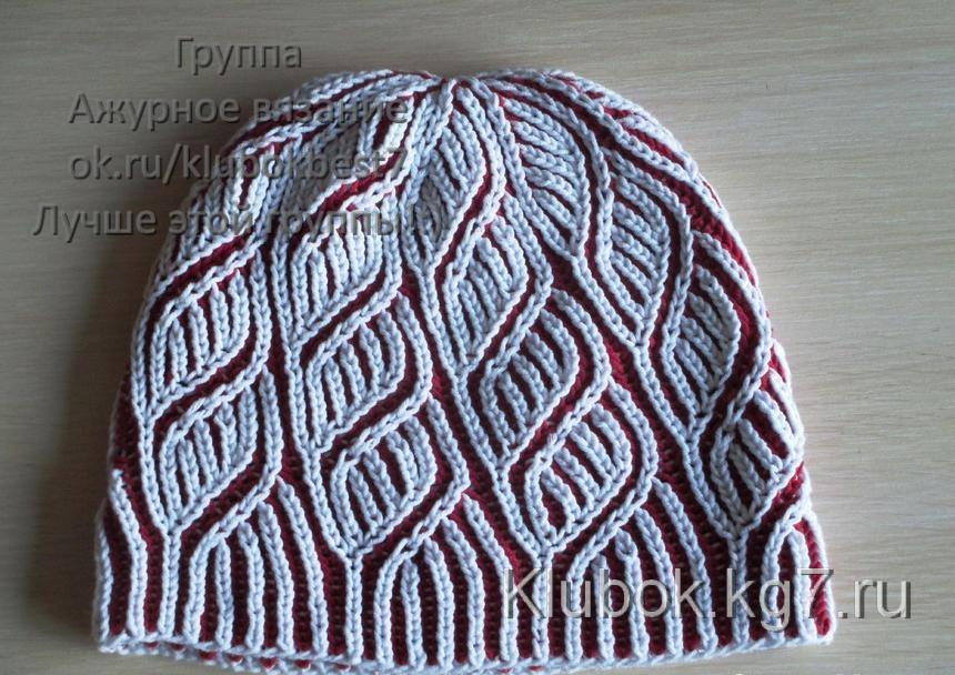 Женская шапка в технике бриош - Brioche Stitch