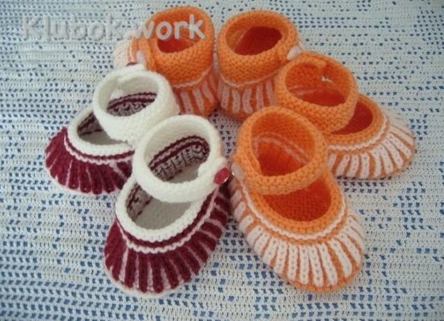 Красивые бесшовные пинетки-туфельки для малышей Красивые бесшовные пинетки-туфельки для малышей