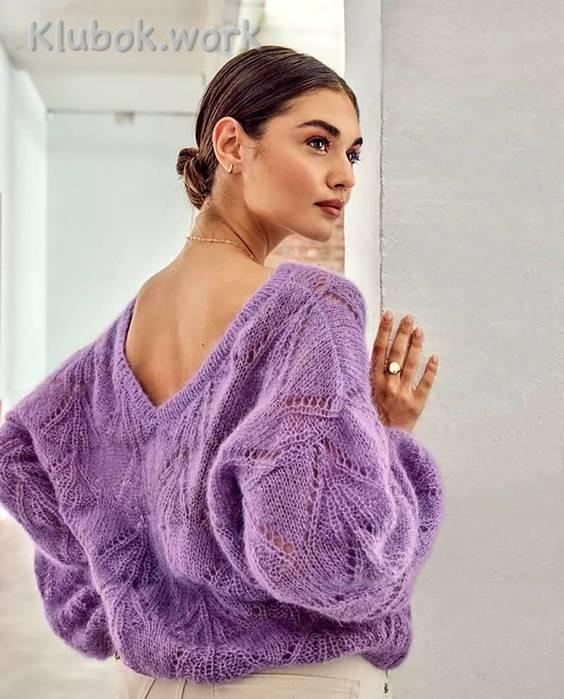 Пуловер спицами с открытой спиной Пуловер спицами с открытой спиной